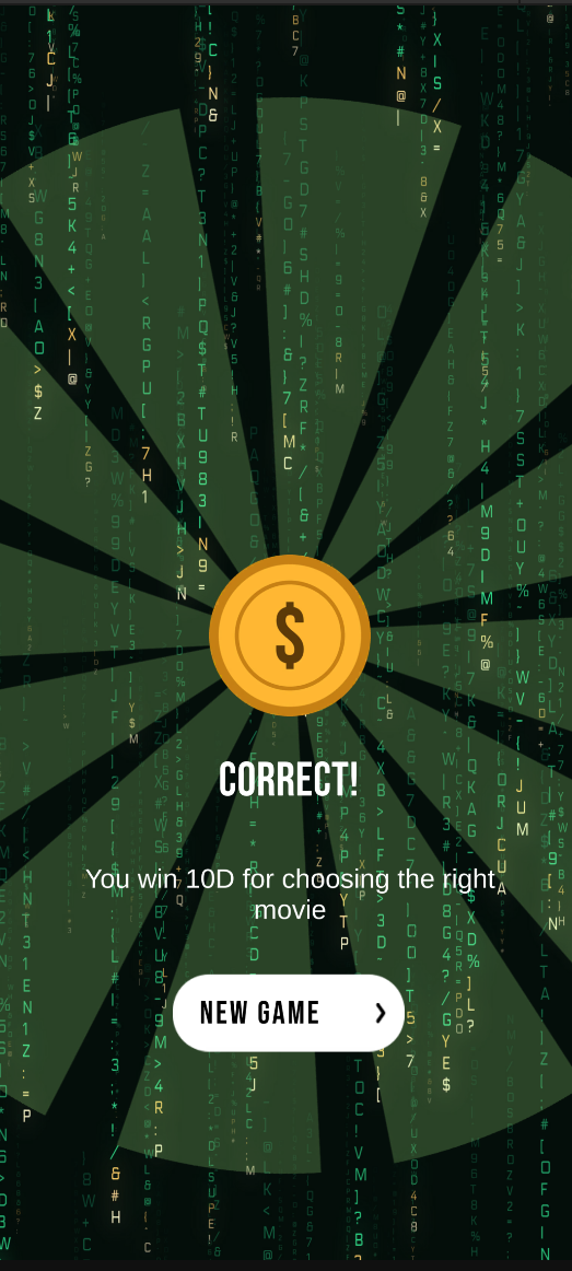Rain Game win screen